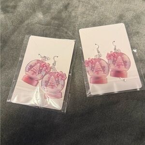 Pink Snow Globe Earrings